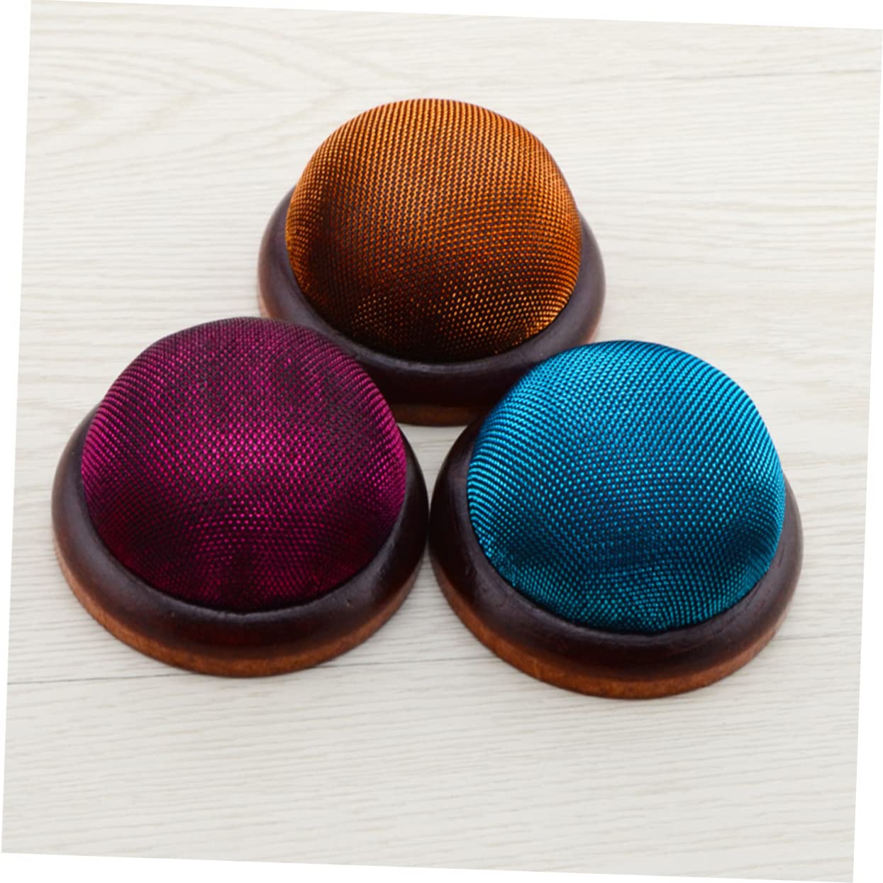 STOBOK 9piezas Cojín De Agujas Base De Madera y Brillo De Dorado Rojo Azul Organizador De Alfileres Para Manualidades y Costura