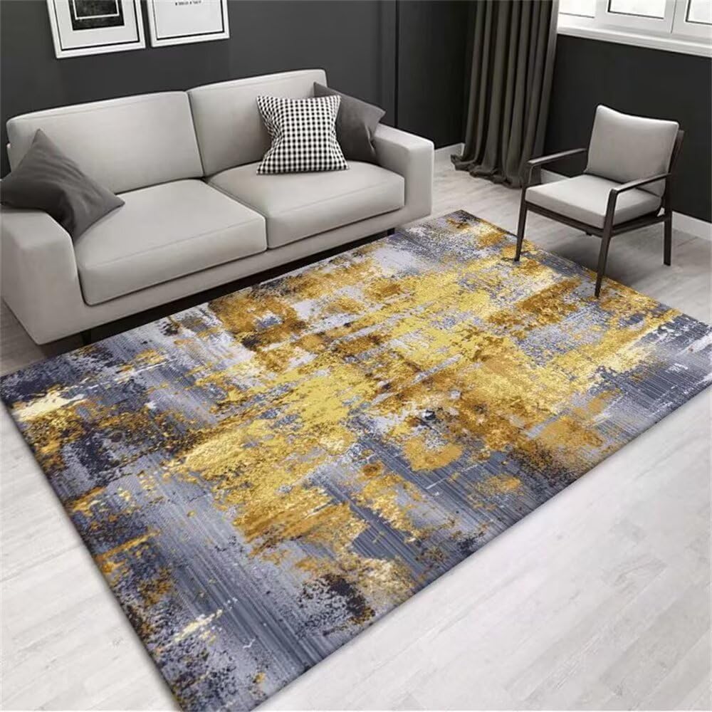 Tapis de chevet bleu-gris abstrait lavable pour intérieur