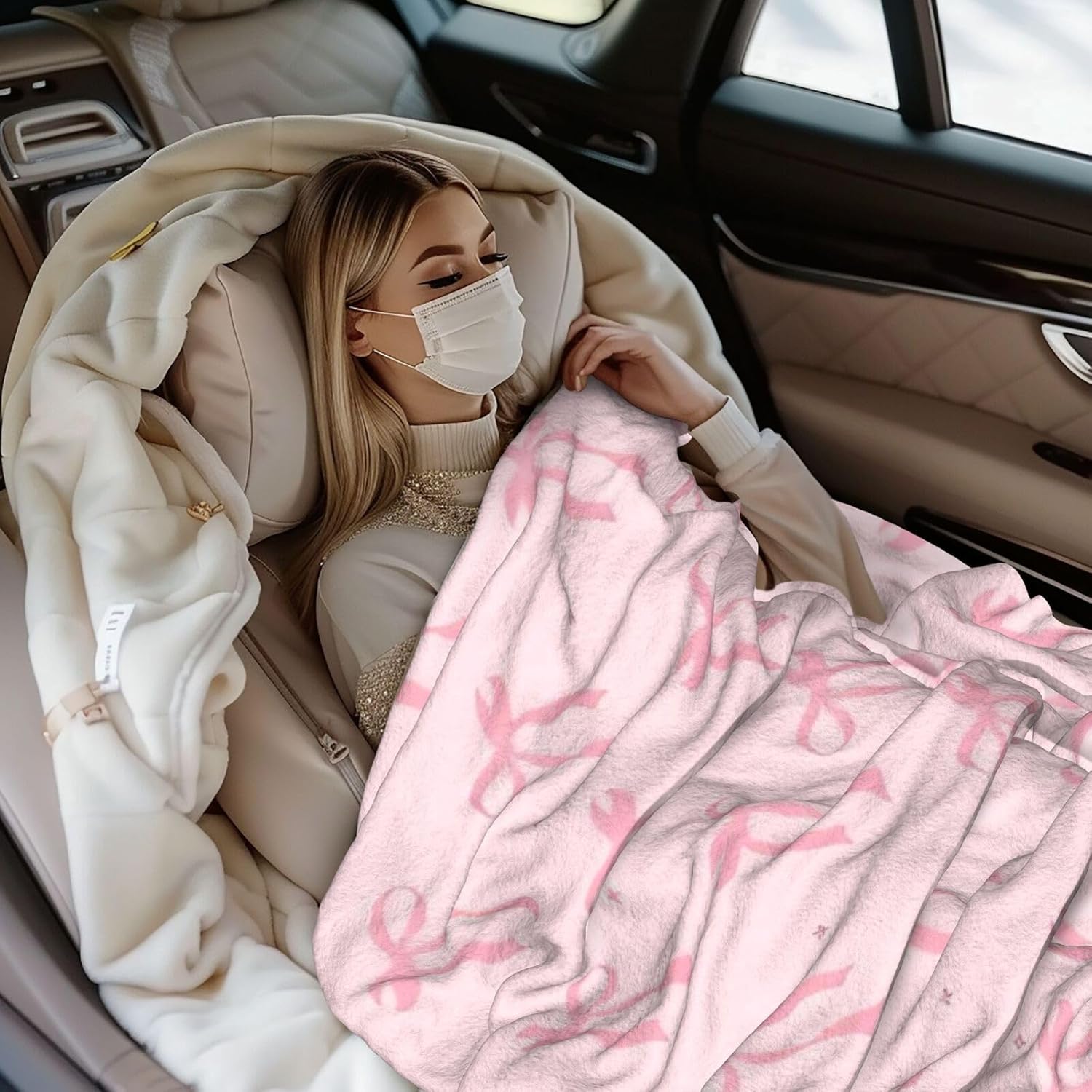 Pink Bow Throw Blanket Preppy Blanket Coquette Flannel Soft Cute Decor Lightweight Aesthetic Plush Room Decor for Sofa Couch Travel Bed for Girl - Image 3