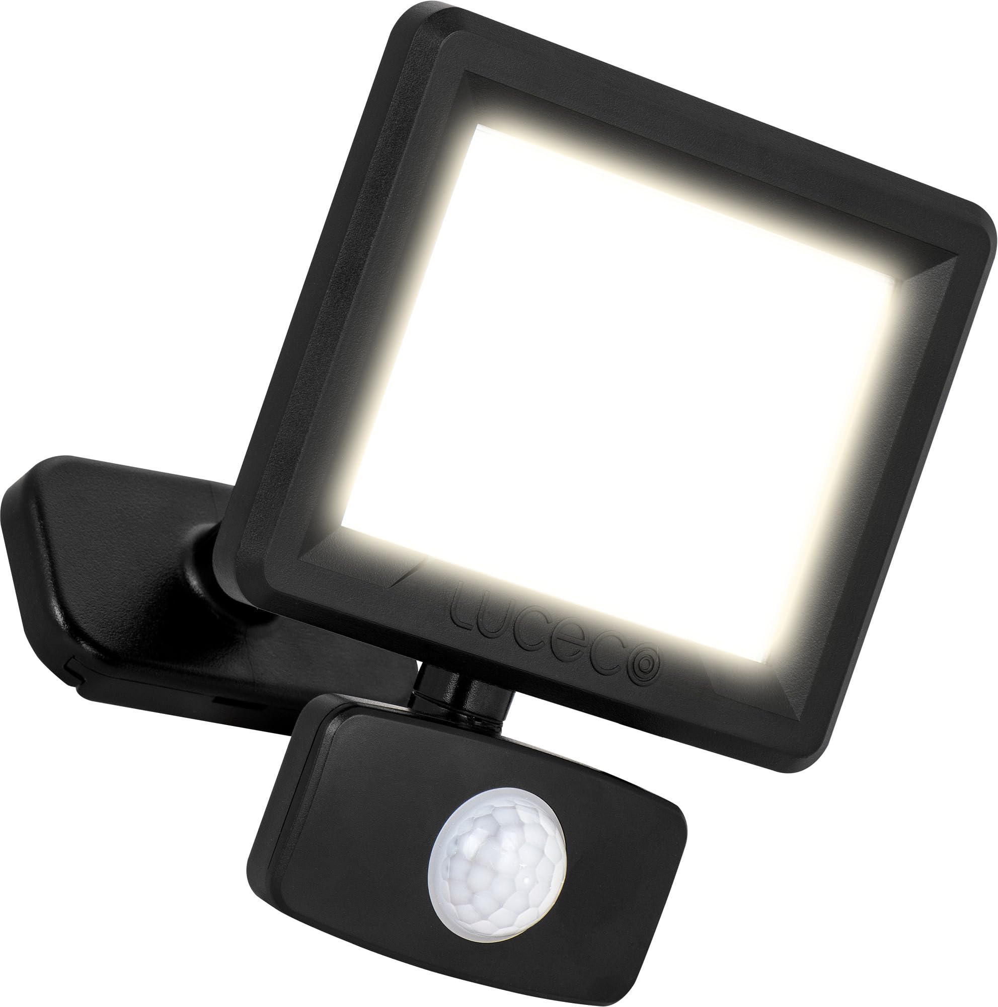 Luceco Essence 10W PIR Floodlight - Black - Ball Joint - 1M Cable - PIR Sensor