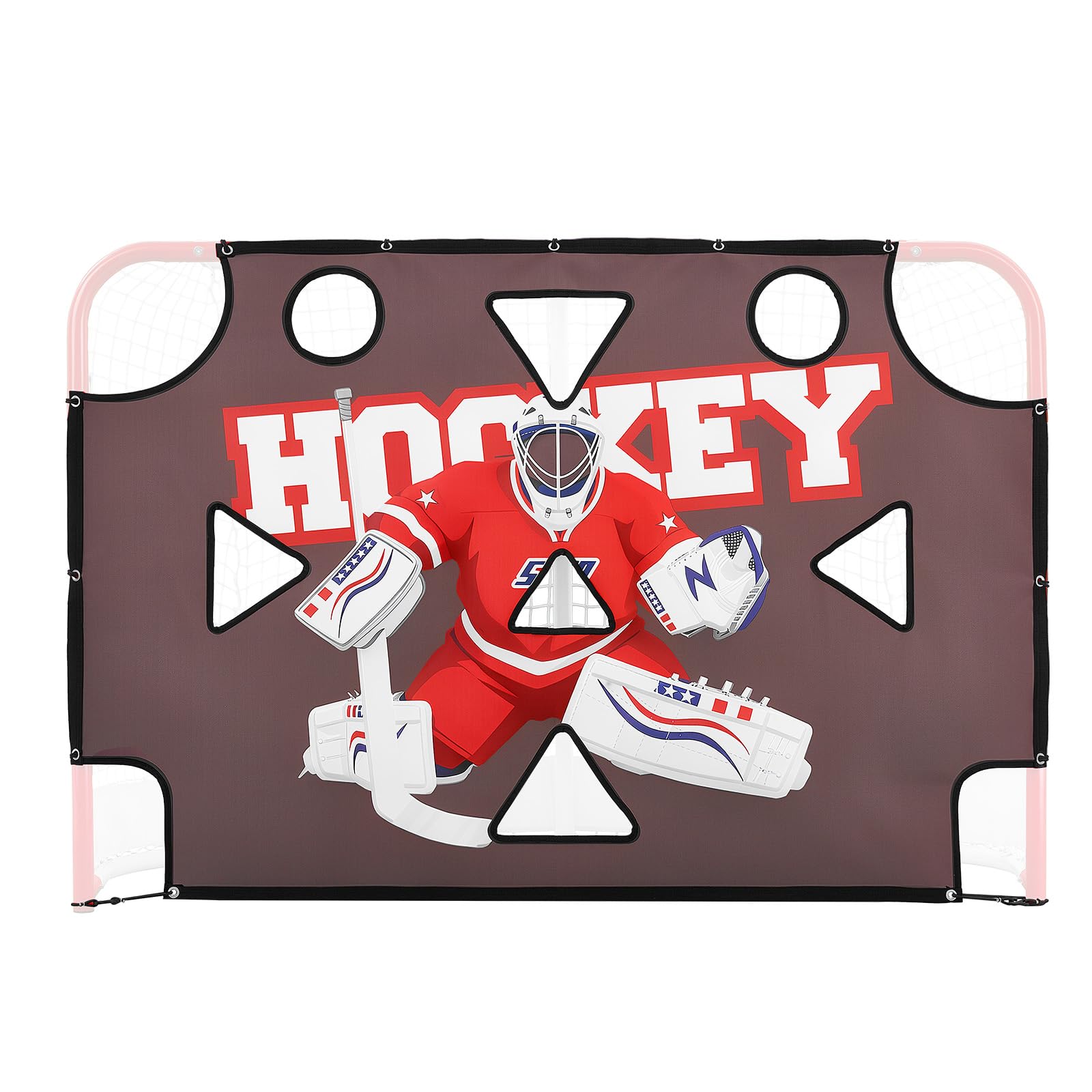 VEVOR Street Hockey Torwart-Zielplane für Eishockeytor mit 11 Öffnungen, Reißfestes Netz für Schusstraining, Trainingsgerät für Schussgenauigkeit, Hockeytor-Zielplane für Street-Hockey und Eishockey