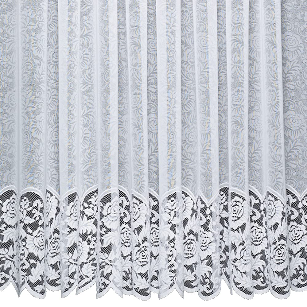Silverthorn SOFT FURNISHINGS - Laura – A Beautiful Floral Lace Curtain with a Heavy Lace Base. Sold by The Metre. (183cm Drop / 72 inch Drop)