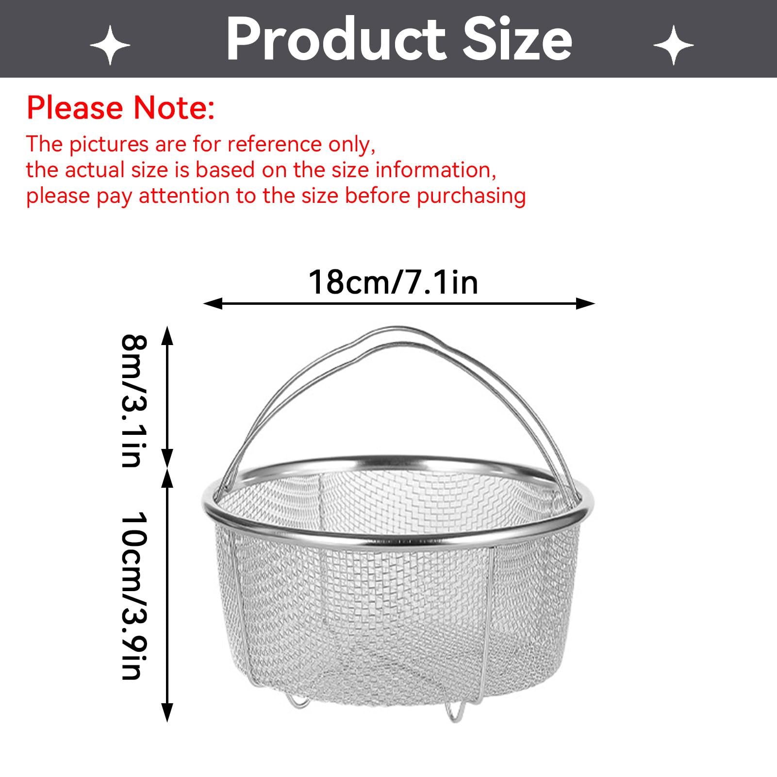 Cestello Per Cottura a Vapore, Cestello Per Cottura a Vapore in Rete Cestello con Filtro in Rete di Acciaio Inossidabile E Inserto Pentole a Pressione E Pentole Per Il Lavaggio Cestello per filtro18cm