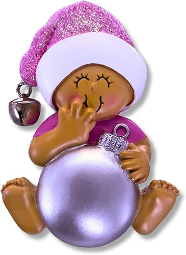 Miniatura 3 de Ornaments by Elves - Adornos de bola de Navidad rosa bebé 2023 - Bolas rosas personalizadas para niña bebé, decoraciones de Navidad adornos