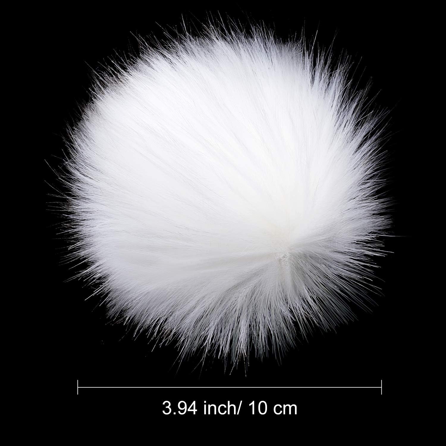 White Faux Fur Pompom Balls DIY Fluffy Pompoms with Elastic Band for Hats, Shoes, Scarves, Beanies, Bag, Keychain Charms Accessories (12 Pieces) - Image 7