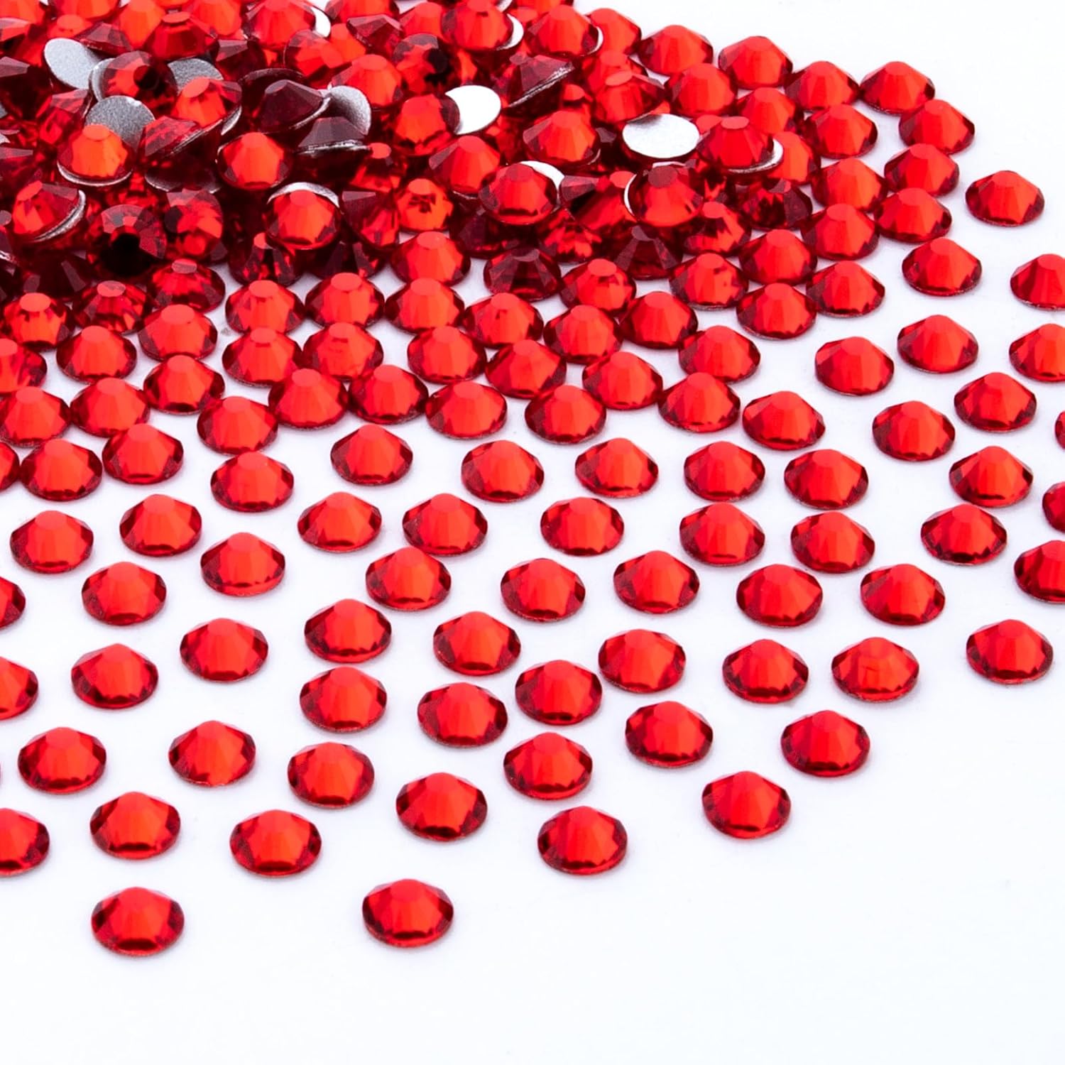 1440 diamantes de imitación de cristal rojo rubí, piedras preciosas de diamantes de imitación con parte trasera plana de vidrio para uñas, cara,