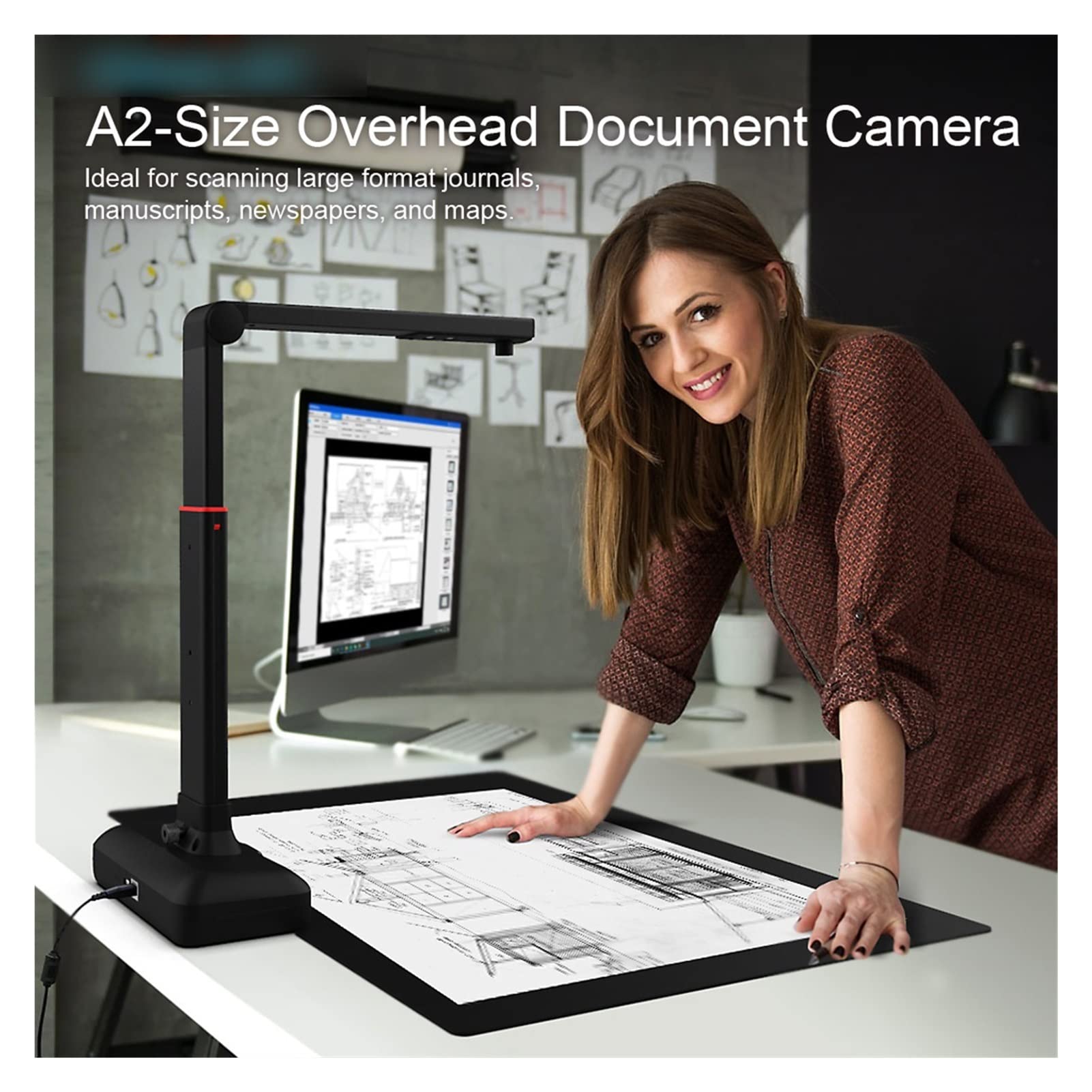 S21 A2 / A3 Formato de gran formato Book & Document Scanner 2 3MP Multilenguaje automovilísticos y soporte automático de alta resolución con velocidad de escaneo rápida