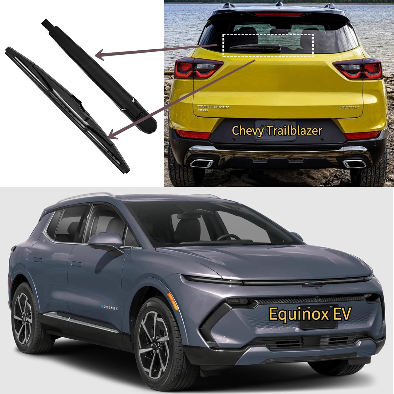 Rear Back Windshield Wiper Blade Arm Set for Buick Encore GX Envision for Chevy Equinox EV Trailblazer Trax 2021-2026 Exact for Essence Preferred Select Avenir ACTIV LS LT RS for 2025 2024 2023 2022