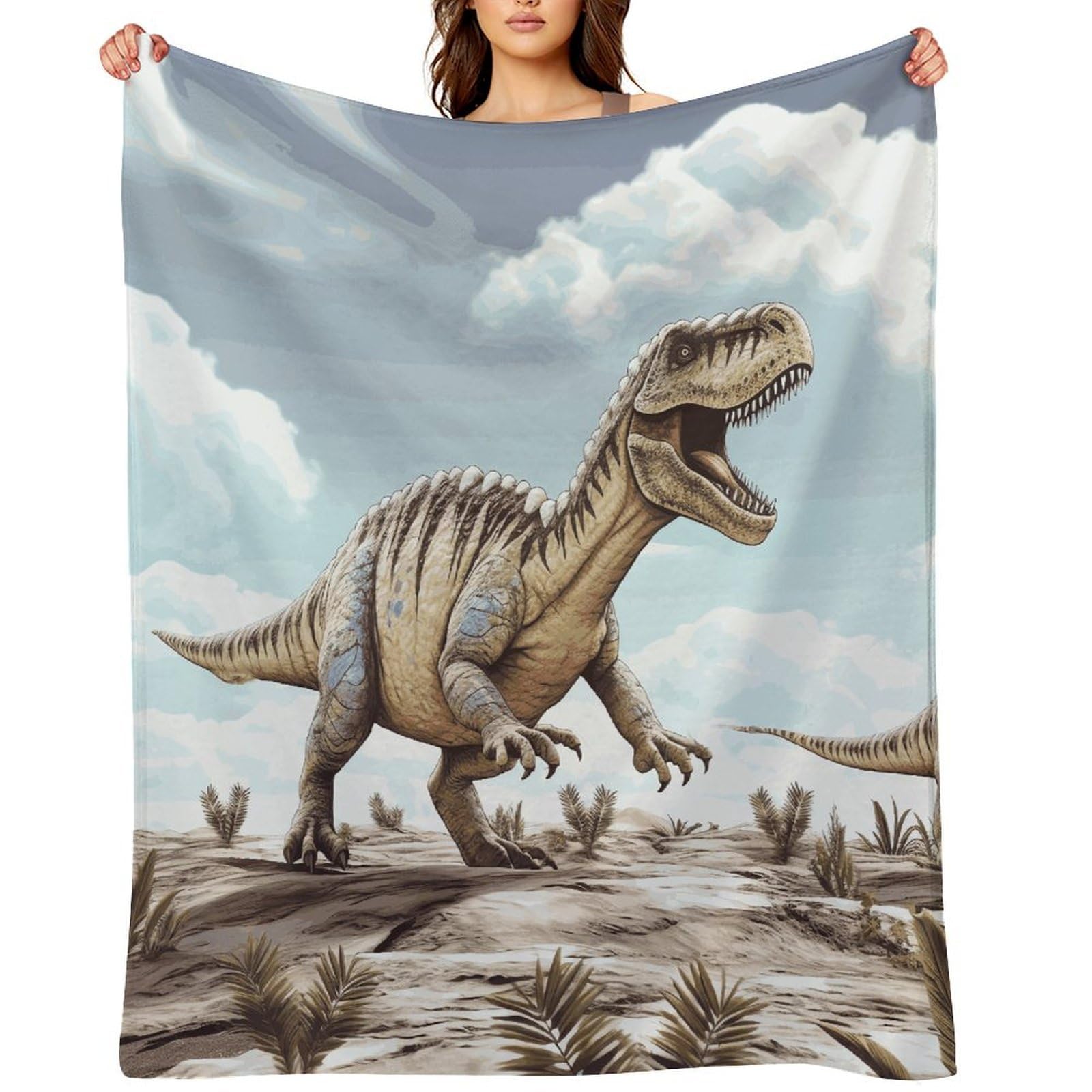 Flannel Fleece Throw Blanket - 40"x50" Super Soft Plush,Lightweight Wrinkle Resistant Cozy Dinosaur Walking Dinosaur Walking Blanket for Couch Sofa Bed Travel Camping and Gift