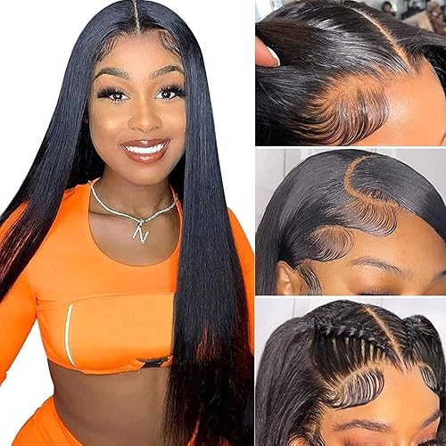 Miniatura 1 de 20 Inch 13x4 Lace Front Wigs Human Hair Straight HD Transparent Lace Front Wig Human Hair Pre Plucked 150% Density Brazilian Virgin Lace Frontal