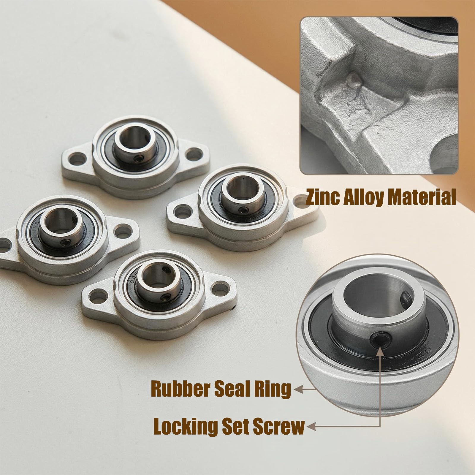 4 Pièces Paliers à Semelle, Roulements à Bride Rhombique, Blocs D'Oreiller, Roulements à Billes avec Bride (Diamètre Intérieur 12mm) - Pour Applications Mécaniques Industrielles, Bricolage et
