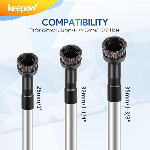 Miniatura 3 de KEEPOW Accesorio de cepillo de vacío con conector universal para manguera de 25mm1", 1.260 in1-14", 1.378 in1-38", accesorio de aspiradora de pelo