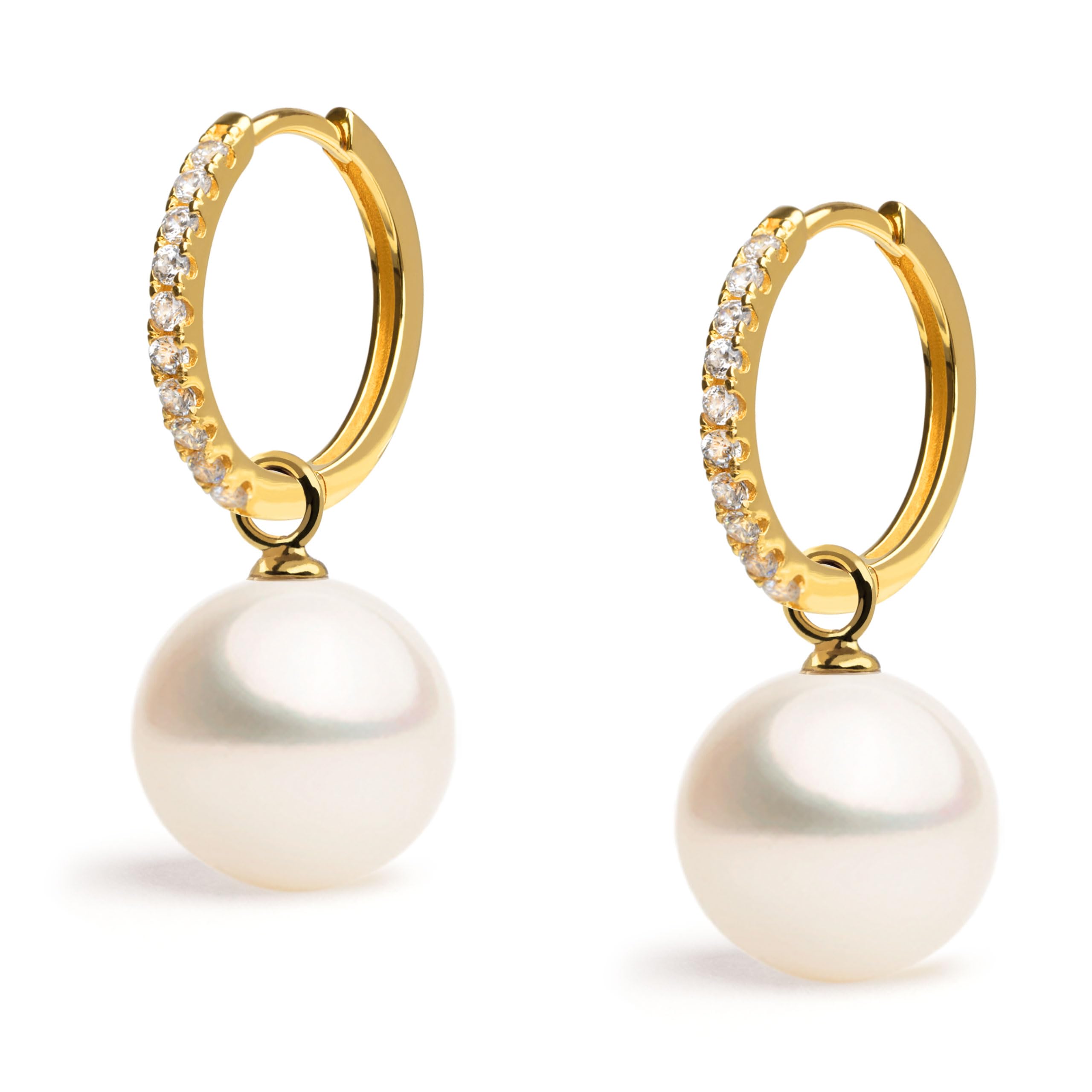 Pendientes de Aro 16mm con Charm Intercambiable de Perla Cultivada de Agua Dulce y Circonitas para Mujer Secret & You - Oro Vermeil o Plata de Ley 925
