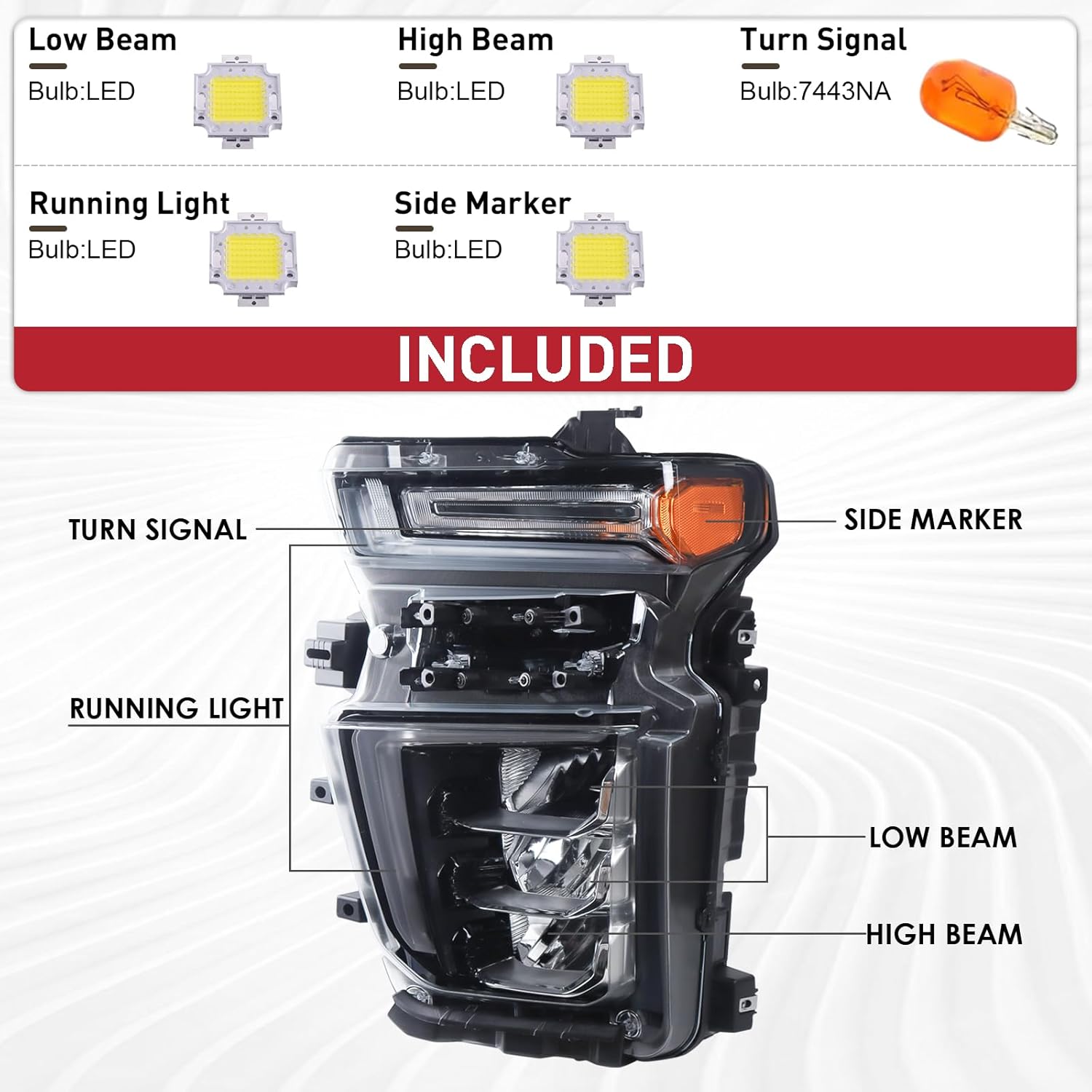OEM Style LED Type Headlight Assembly Compatible with 2020-2023 Chevy Silverado 2500HD 3500HD High Country/LTZ Left Driver Side 84738618 GM2502505
