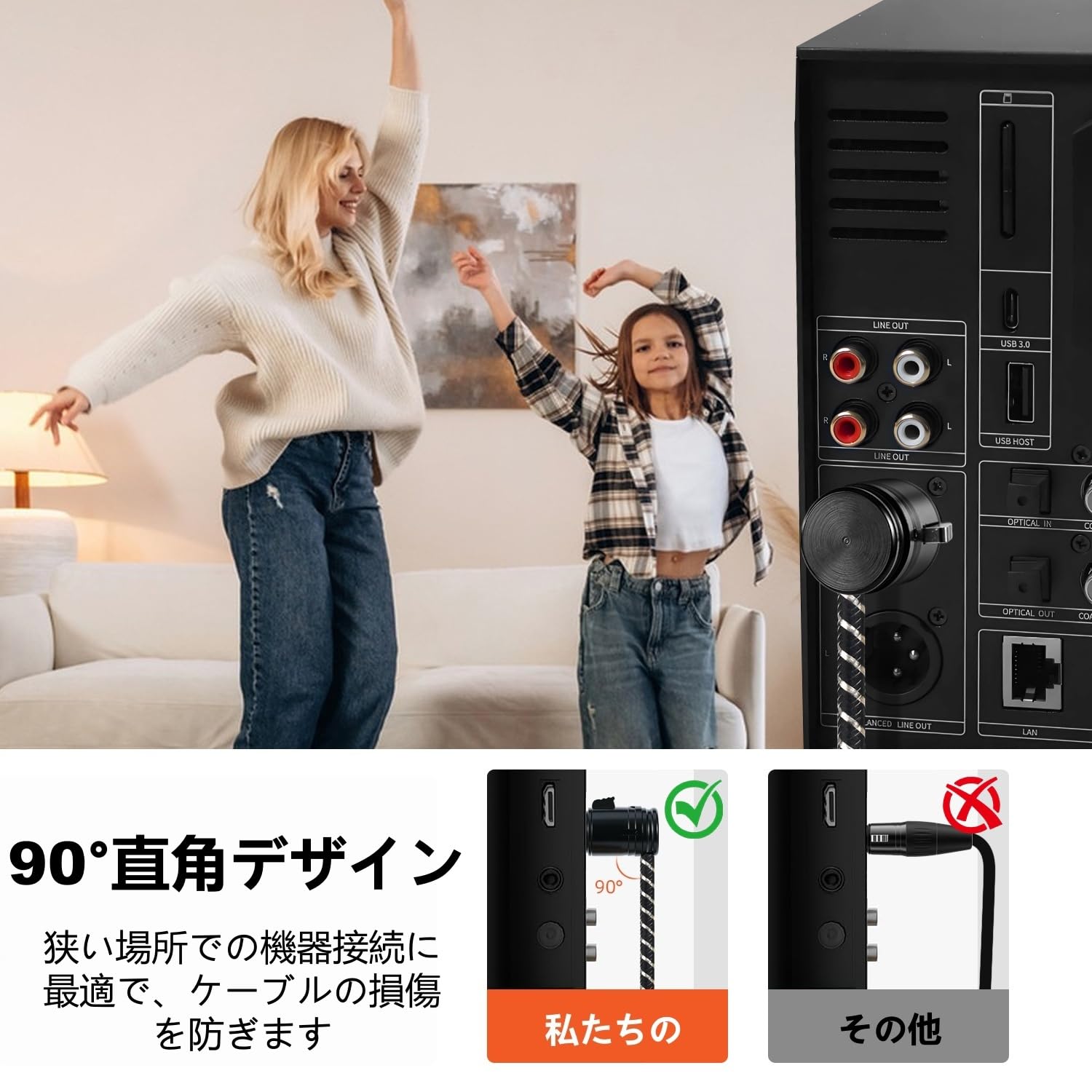 Amazon.co.jp: NCGGY マイクケーブル 360度回転式直角XLRケーブル 角度