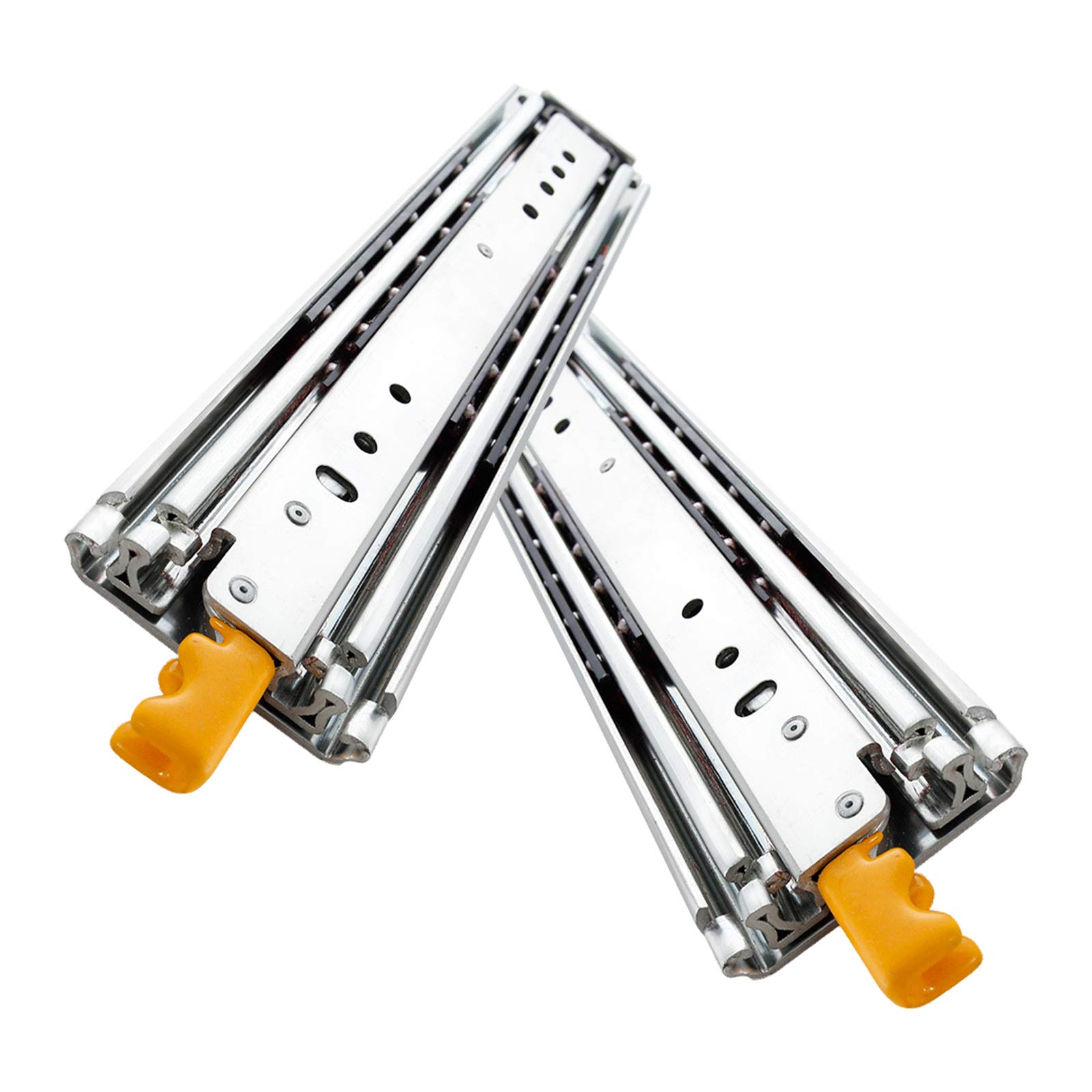 Kugelführung Seitlich Montierter 76mm Breite Industrielle Schubladenschienen,3 Falten Vollauszug,mit Verriegelung,Tragkraft 220kg,für Wohnmobile,Große Schrankschublade (44in/1118mm)