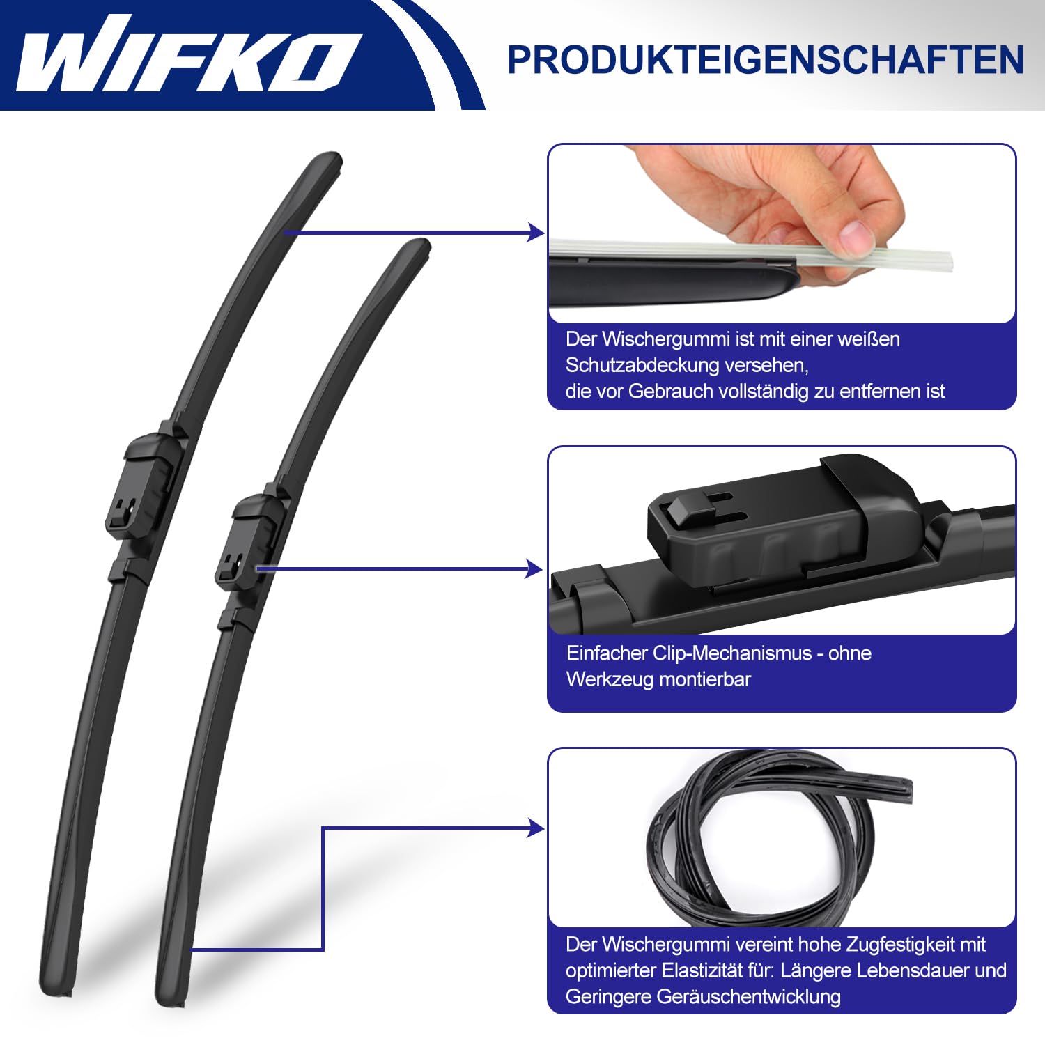 Scheibenwischer Set für Honda ZR-V ZRV 2023-2025 Vorne & Hinten | 2 Front + 1 Heck, Vordere Flachbalken-Wischer, Auto Scheibenwischer Frontscheibe und Heckwischer, Direkte Montage