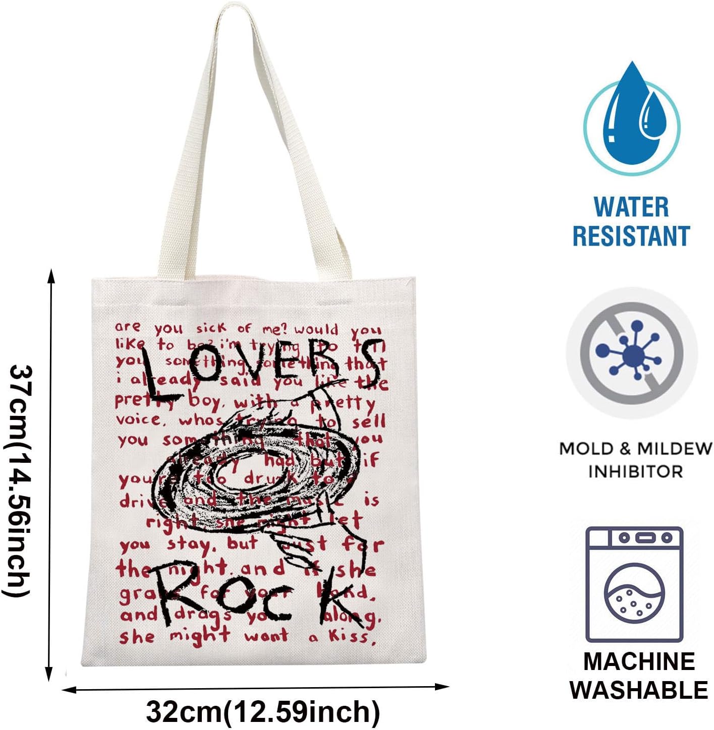 TOBGBE TV Girl Band Merch TV Girls Lovers Rock Inspired Canvas Bag TV Girl Gift Music Merchandise For Canvas Bag (Lovers Rock), Off White image 3