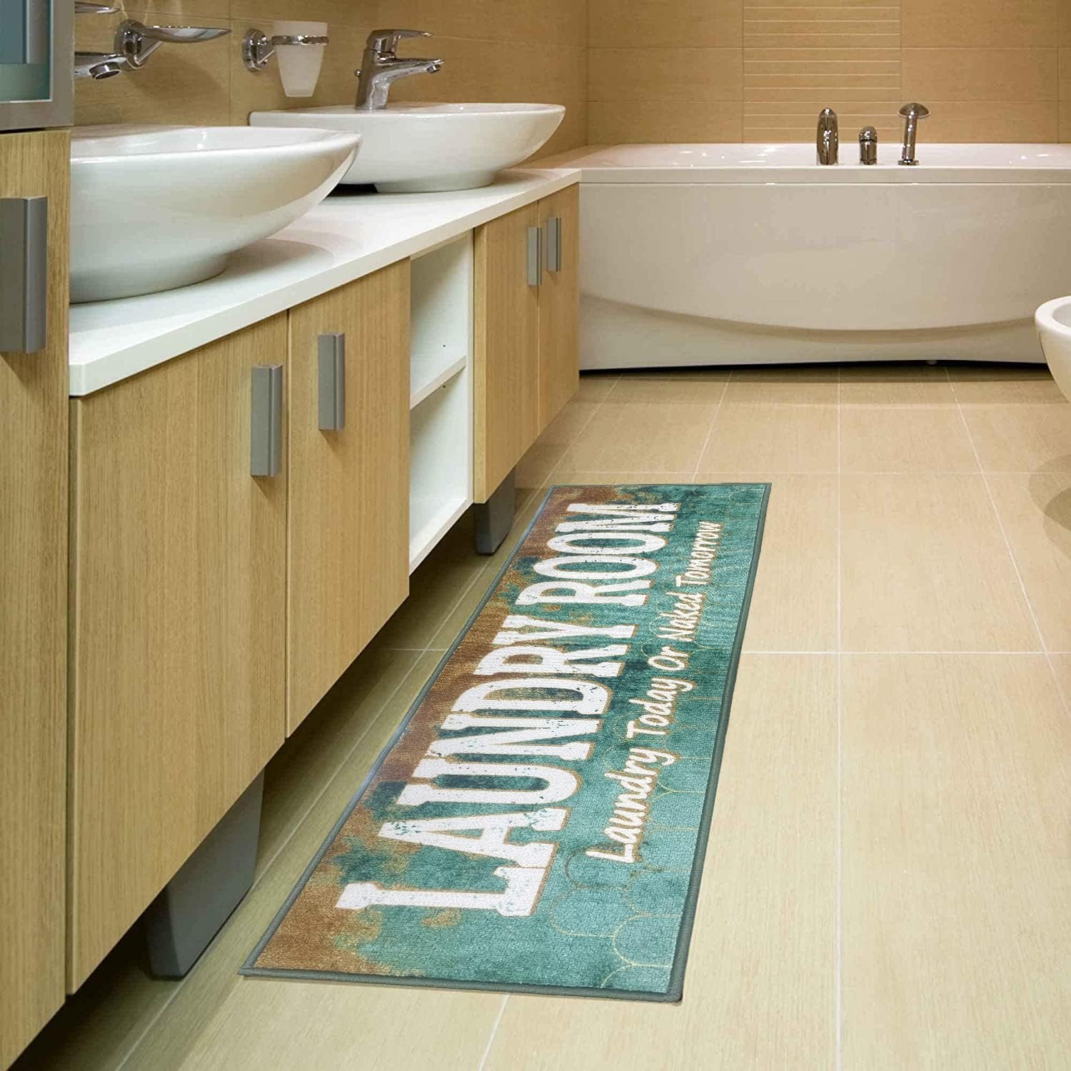 HUAHOO Laundry Runner Rug Washable Non Slip Kitchen Floor Mat Washhouse Rugs Carpet Laundry Room Kitchen Runner Rugs (22"x67")