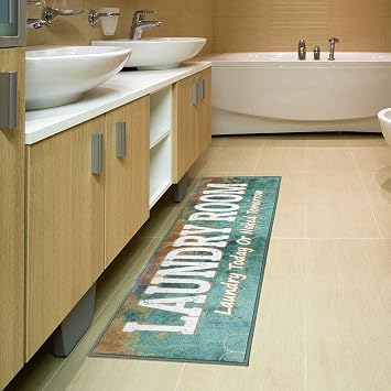 HUAHOO Laundry Runner Rug Washable Non Slip Kitchen Floor Mat Washhouse Rugs Carpet Laundry Room Kitchen Runner Rugs 22"x67"