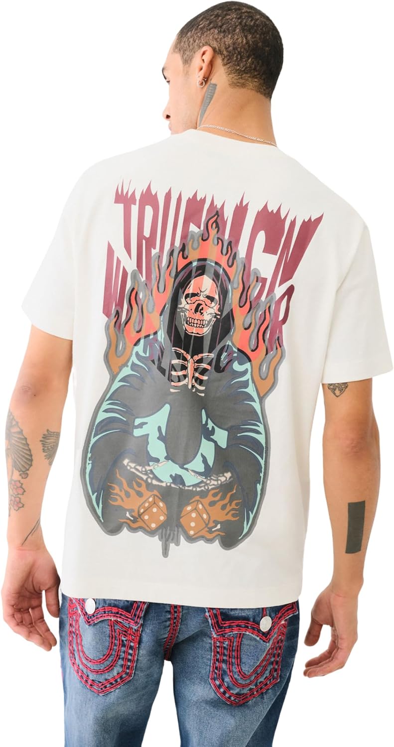 True Religion Men's TR Reaper Tee – Premium Short Sleeve T-Shirt with Bold Reaper Graphic Design