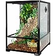 REPTI ZOO 24" x 18" x 36" Reptile Tall Glass Terrarium Rainforest Habitat Double Hinge Door with Screen Ventilation 67 Gallon Reptile Terrarium Easy Assembly