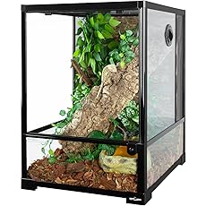 REPTI ZOO 24" x 18" x 36" Reptile Tall Glass Terrarium Rainforest Habitat Double Hinge Door with Screen Ventilation 67 Gallon Reptile Terrarium Easy Assembly