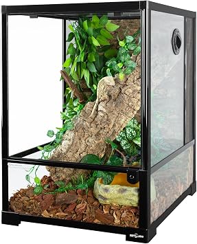 REPTI ZOO 30 Gallon Reptile Glass Terrarium, 18" x 18" x 24" Rainforest Habitat Tank with Front Opening Door, Knock-Down Vertical Reptile Terrarium with Top Screen & Side Mesh Ventilation