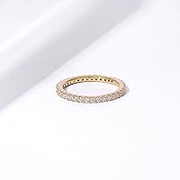 Vista 31 de Yaxa Essentials Anillo de plata de ley chapada en platino o oro con circonita cúbica redonda de elementos infinitos