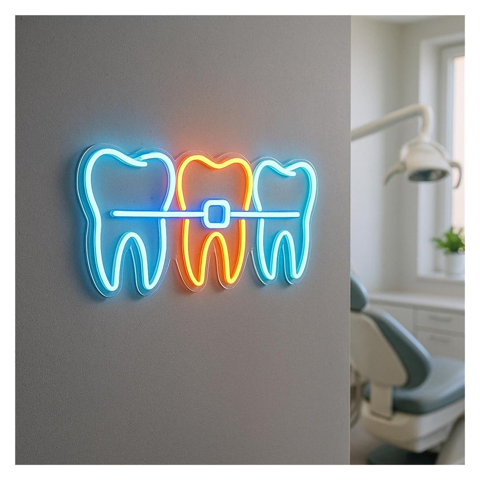 Insegna al Neon Insegna Al Neon Per Allineatori Dentali Per Clinica Dentistica, Decorazione Da Parete Per Ufficio Dentistico, Luce Illuminata 50cm
