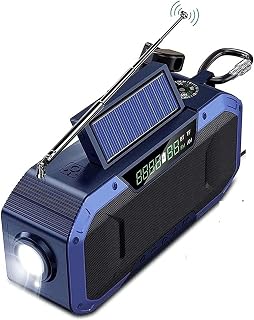 CAFFIA Emergency Solar Hand Crank Radio - AM/FM/NOAA Weather Radio, Portable Survival Radio with LED Flashlight,Cell Phone Charger, SOS Alarm for Home and Emergency Suitable for Outdoor use Trekking