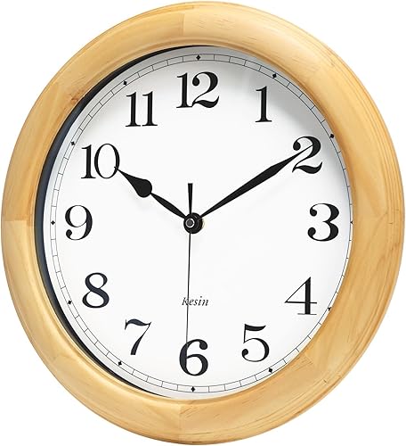 Kesin Reloj de pared de madera silencioso de 14 pulgadas, grande, decorativo, funciona con pilas, sin tictac, analógico, moderno, para sala de