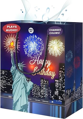 MAGICAL BAG Lights & Sounds - Bolsas de regalo de cumpleaños "Fireworks & Cheering", bolsa de cumpleaños para niños, esposa, marido, él, ella,