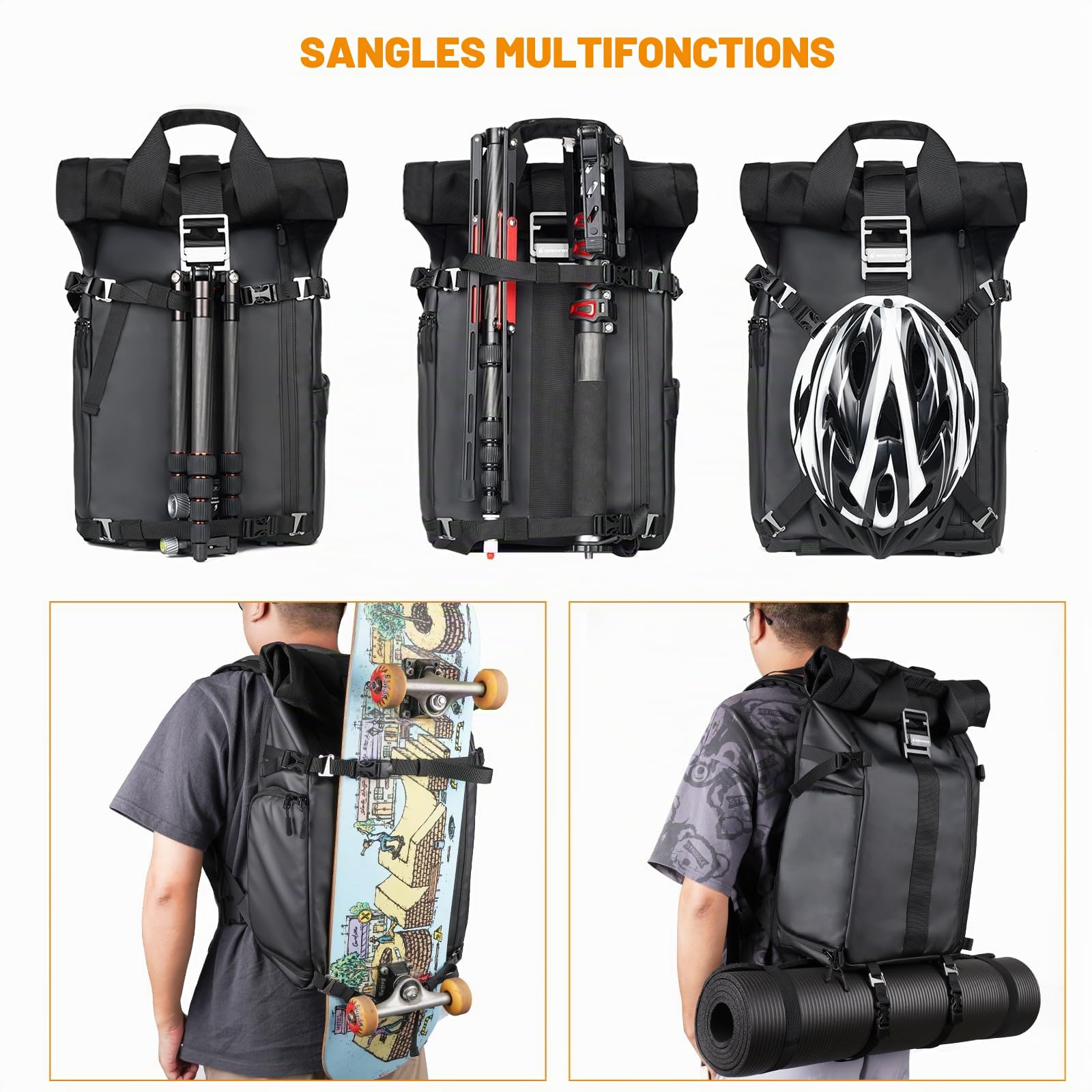Sac à dos pour appareil photo avec compartiment pour ordinateur portable, accès latéral rapide pour randonnée, voyage, photographes, appareils photo reflex numériques étanches