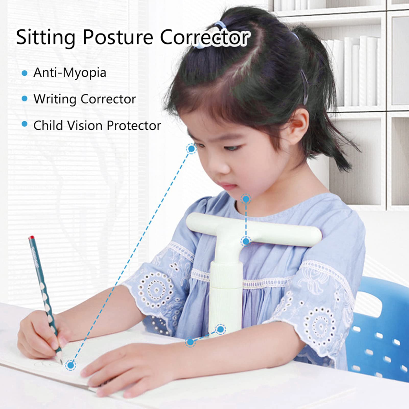 Kids Desk Sitting Posture Corrector, Students Writing Sitting Posture Stand Height Adjustable Students Vision Writing Desk Posture Trainer