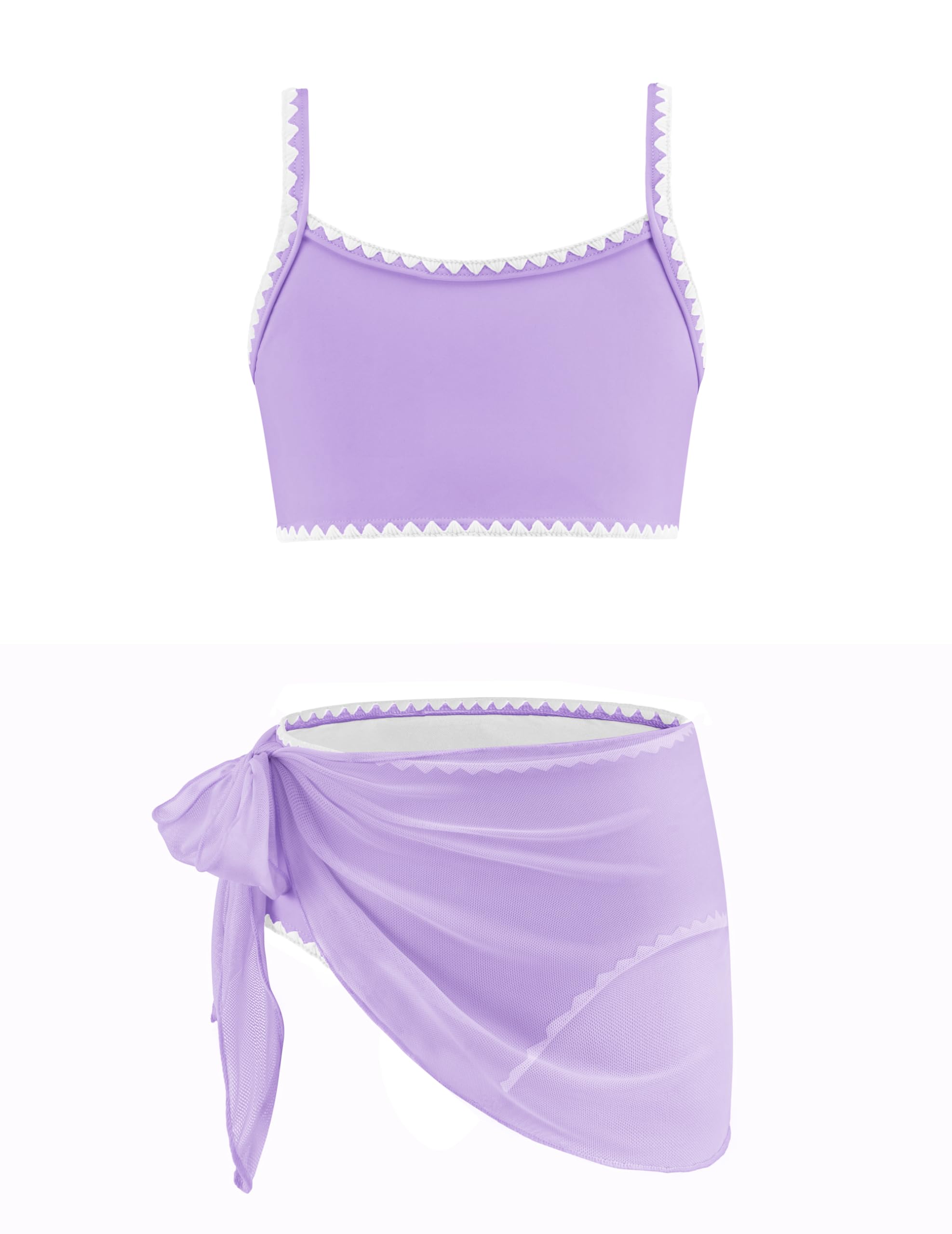 Arshiner Ninas Conjunto Bikini Tres Piezas Top Deportivo Cintura Alta Braga Falda Playa Piscina Secado Rapido Elastico Infantil 6 13 Anos
