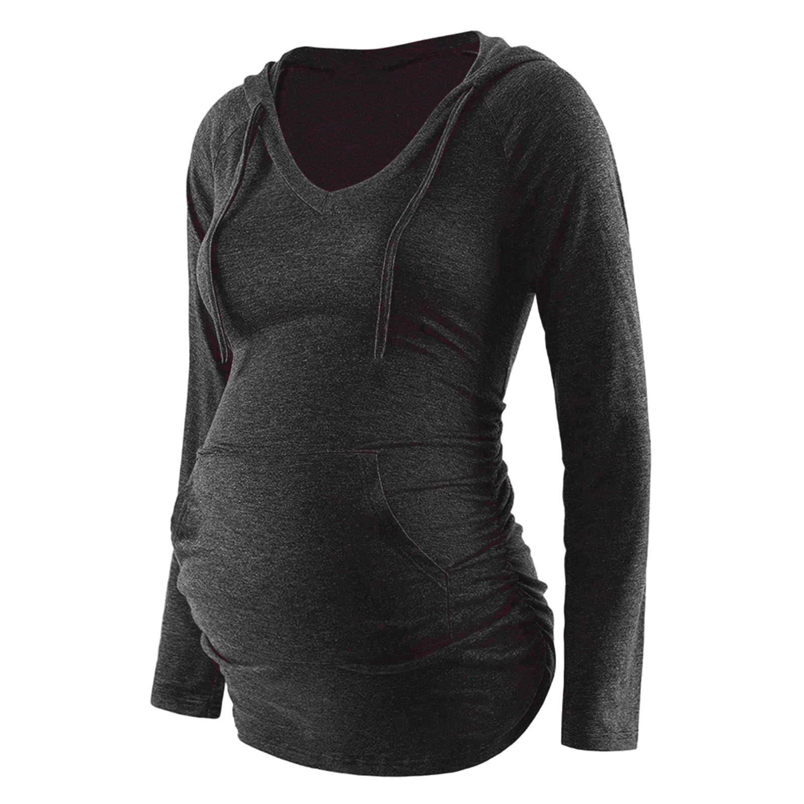 Felpa premaman comoda con cappuccio e scollo a V a maniche lunghe, perfetta per le mamme in attesa in autunno e inverno con cappuccio