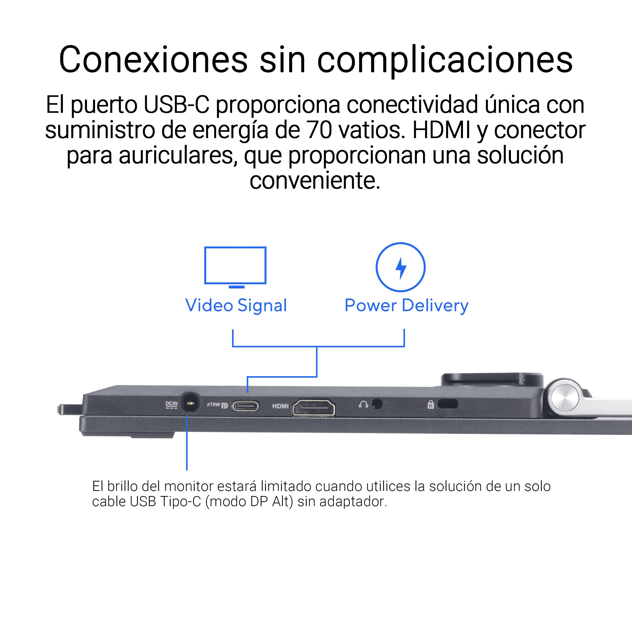 ASUS ZenScreen MB27ACF Monitor portátil de 27 Pulgadas QHD, 2560 x 1440, IPS, 100Hz, USB-C PD 70 W, Altavoces, asa de Soporte, Pinza en C, Gancho de partición, subwoofer, Audio de 2.1 Canales