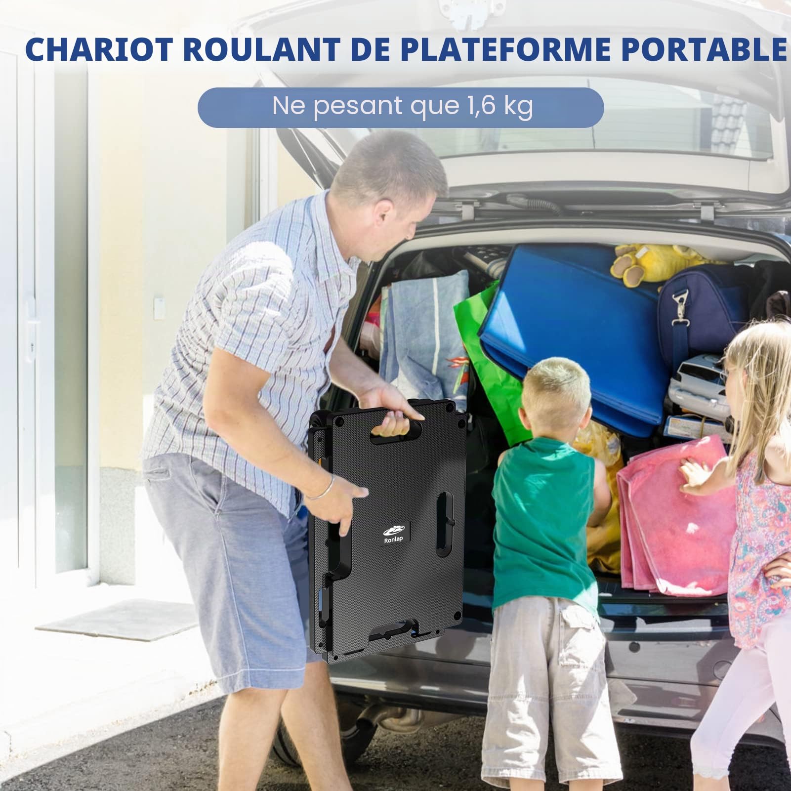 Ronlap Chariot de déménagement de Meubles avec roulettes, roulettes Portables pour Meubles Lourds, Petit Chariot Plat avec 8 Cordes élastiques, capacité de 800 kg, 4 Paquets, Noir