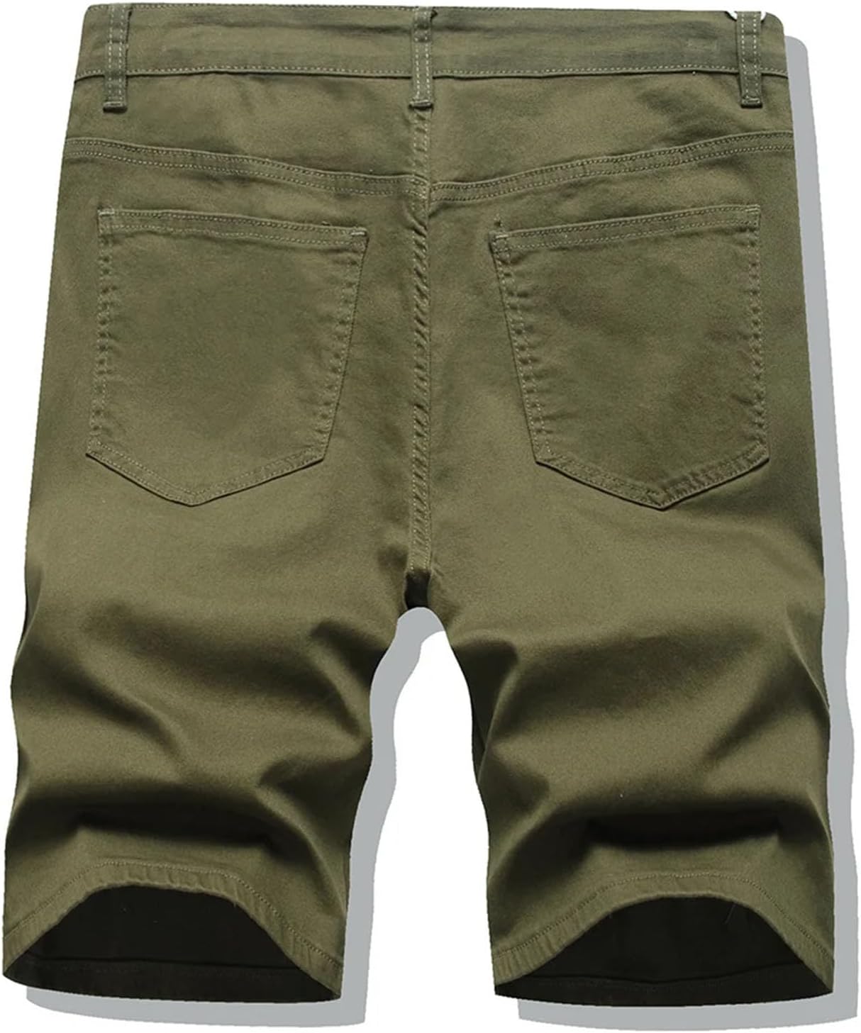 Men's Ripped Summer Denim Shorts Knee Length Slim Straight Stretch Jeans Shorts