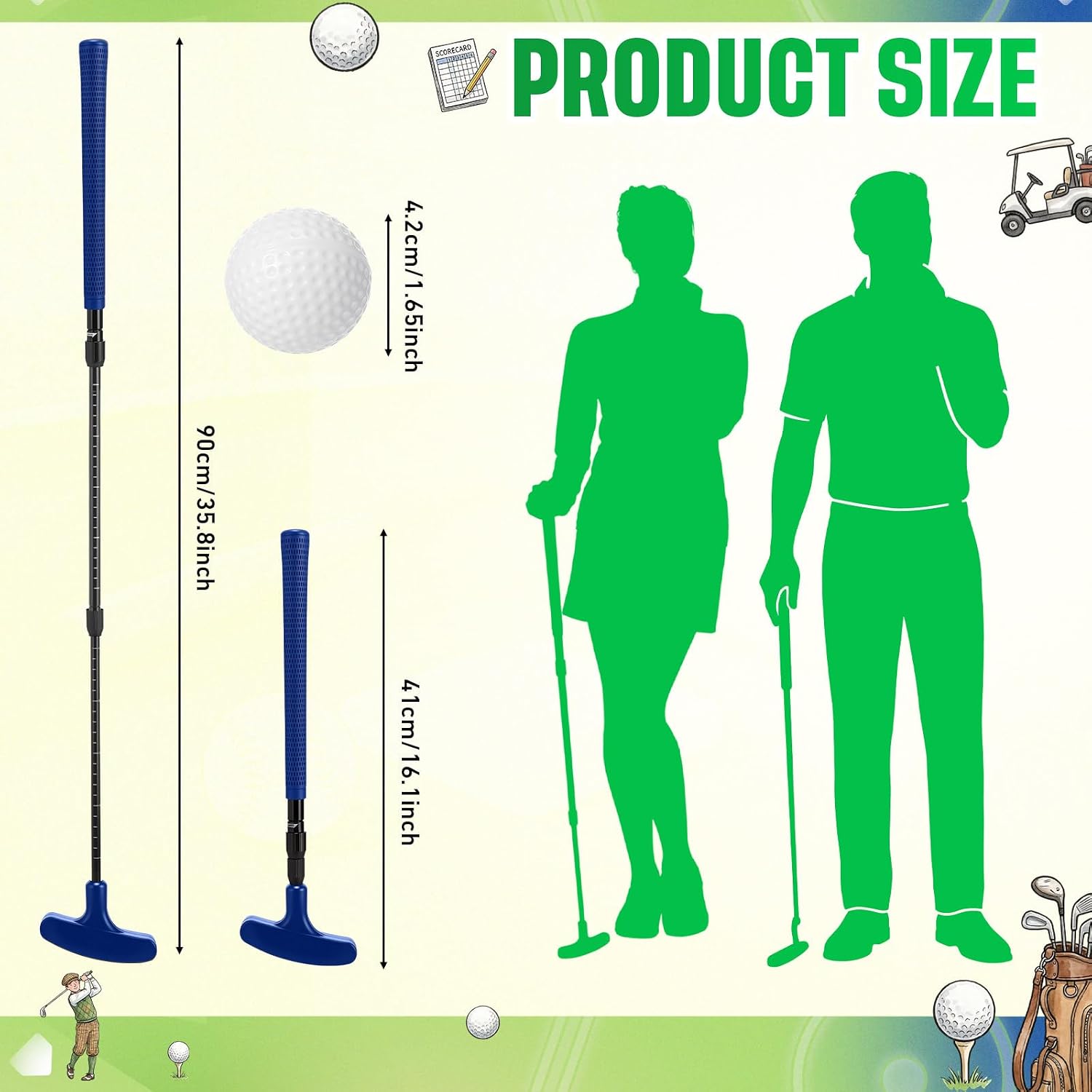 Leitee Adjustable Golf Putter Set Two-Way Mini Putter Mini Golf Game Set for Right or Left Handed Golfers with 2 Balls & 2 Flag Cups for Adults Junior Office & Backyard Gift