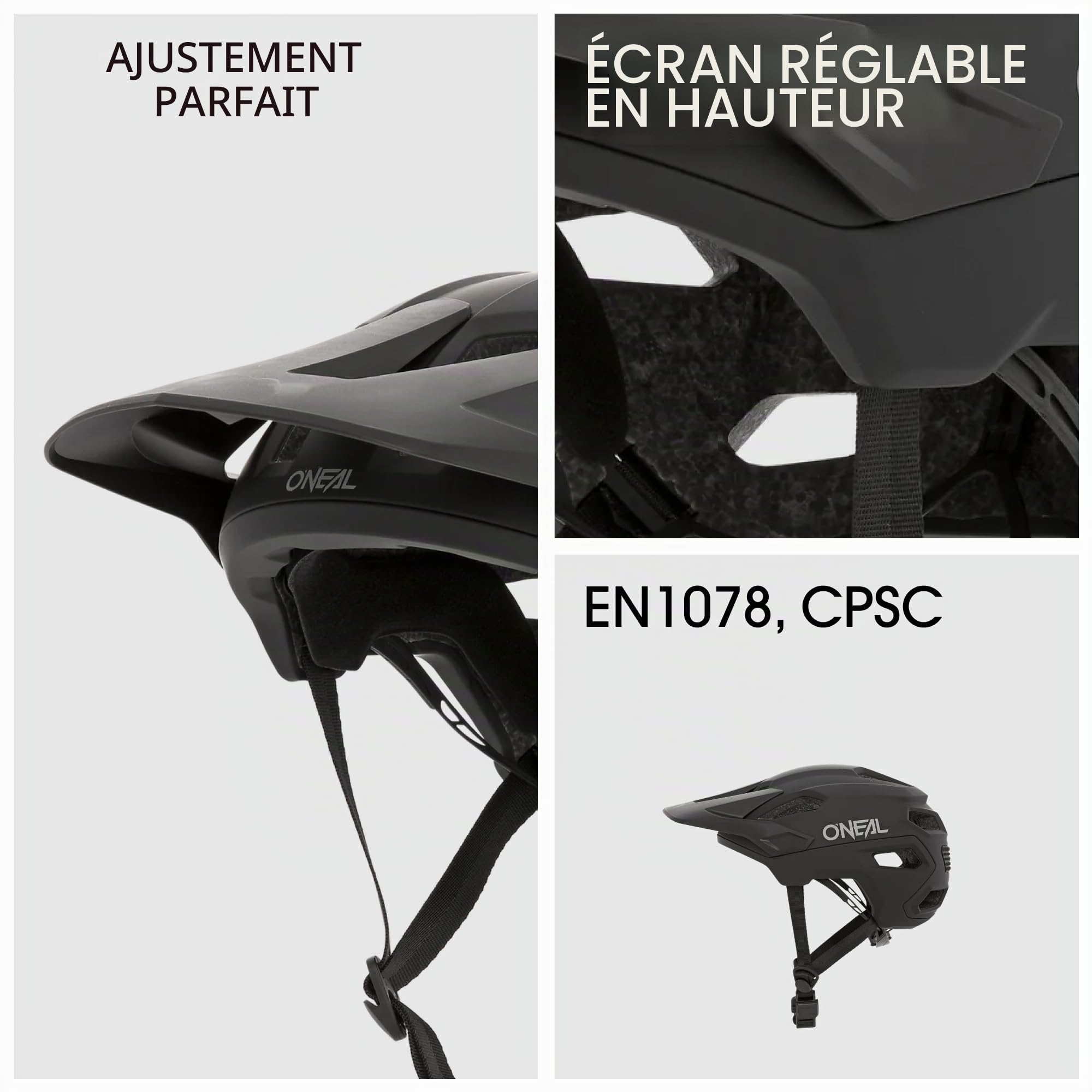 O'NEAL Casque de Vélo I Casque VTT Dynamique avec de Larges Trous d'Aération I Norme de Sécurité EN1078 I Trailfinder Helmet Split V.20 I Casque Vélo Homme et Femme | Noir | Taille S/M