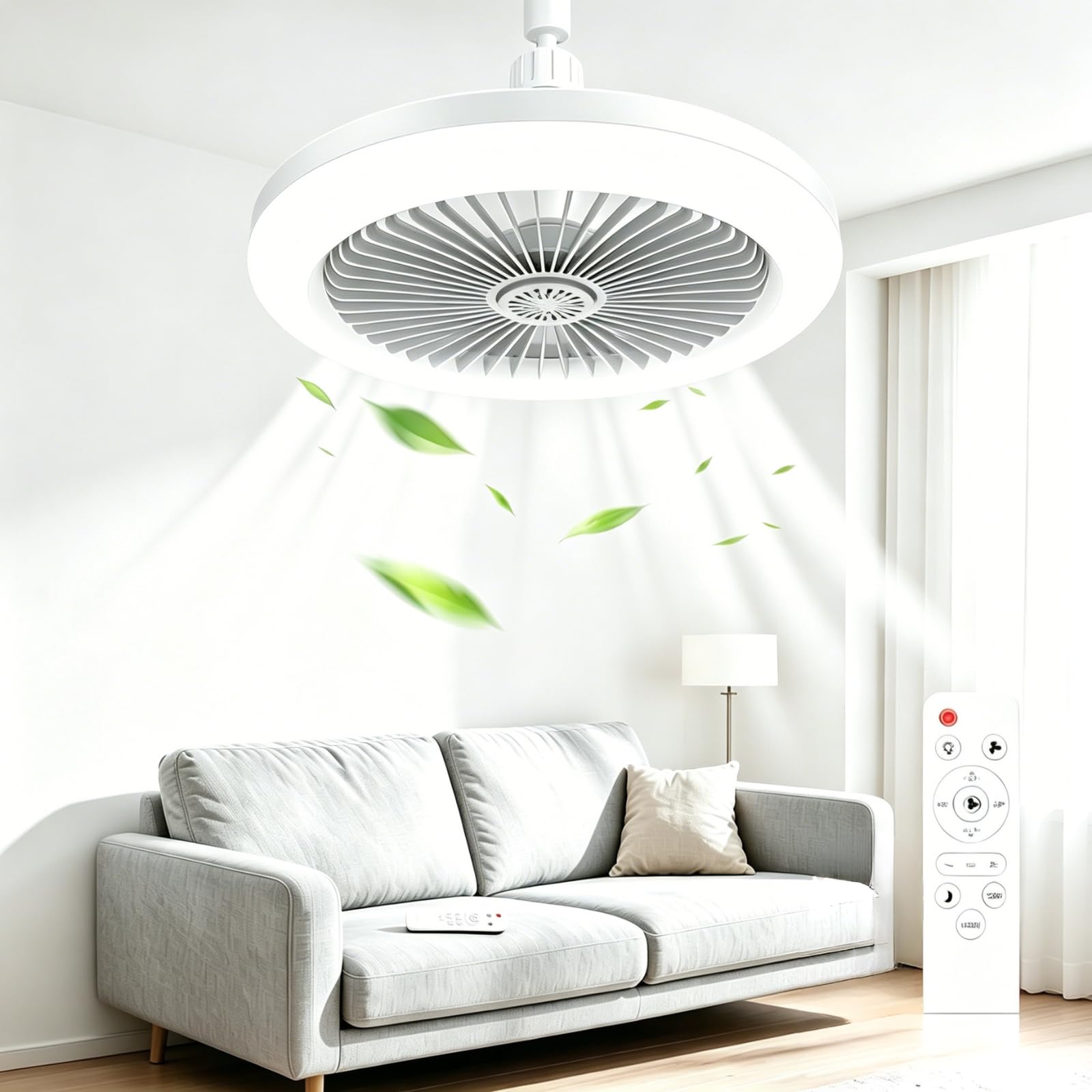 Ceiling Fans with Lights and Remote, LED Ceiling Fan Light E27 Socket 30W Timer 3000-6500K 3 Color 3 Speed Fan Lights Ceiling for Living Room Bedroom and Kids Room [Energy Class A]