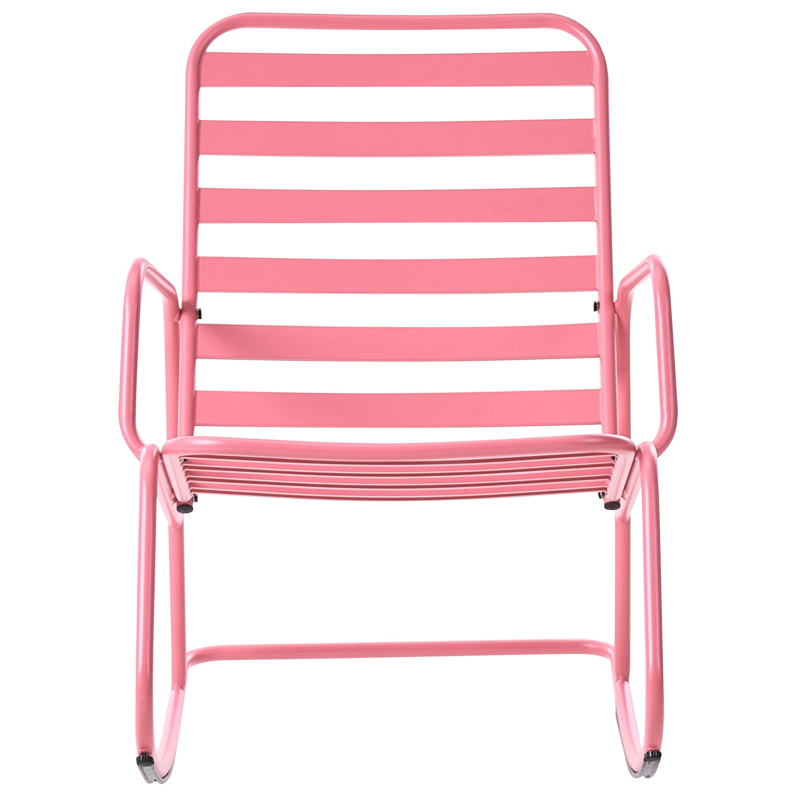 Beliani Sedia a dondolo da giardino moderna in metallo Design a doghe per esterni Alluminio Rosa