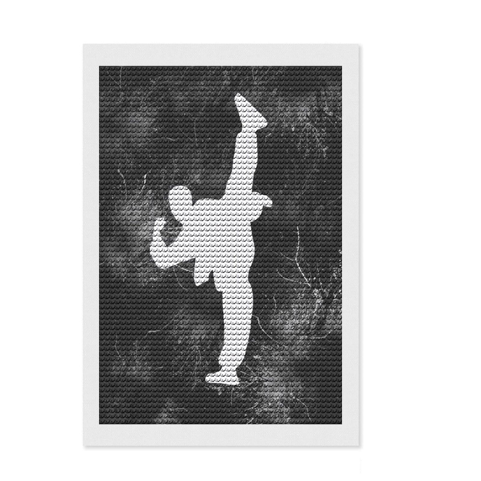 Junmoney Karate 3 Diamond Painting Set 8"x12", for Craft Lovers, Creative Leisure Activity, Farmhouse Decor, Holiday Gift Idea
