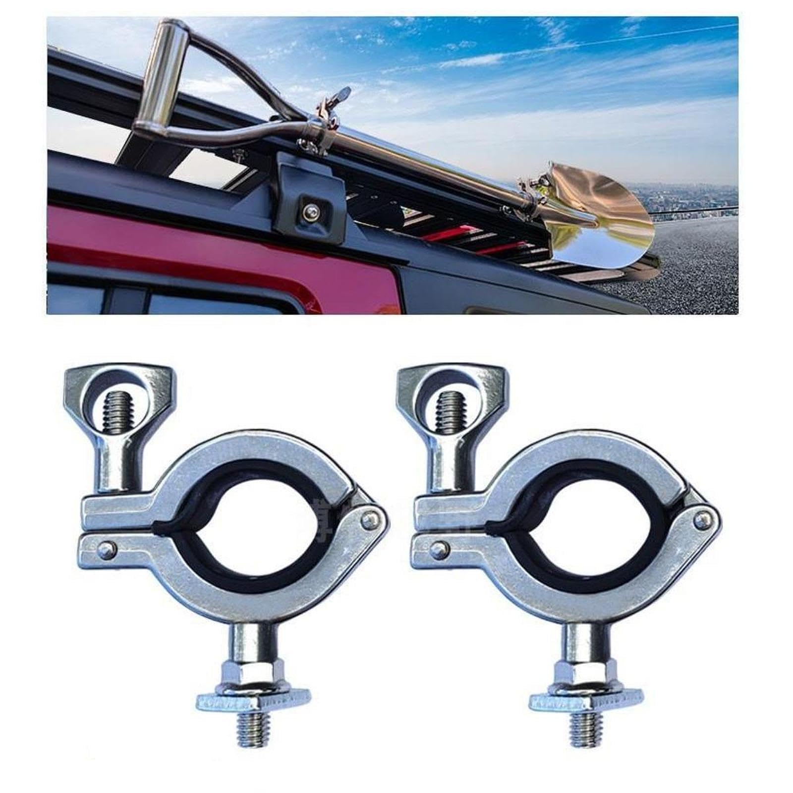 predolo 2 Stück Spatenhalter Auto Dachträger Befestigung Edelstahl Universal Spatenhalterung für Fahrzeuge Outdoor Rucksackreisen Camping, Silber