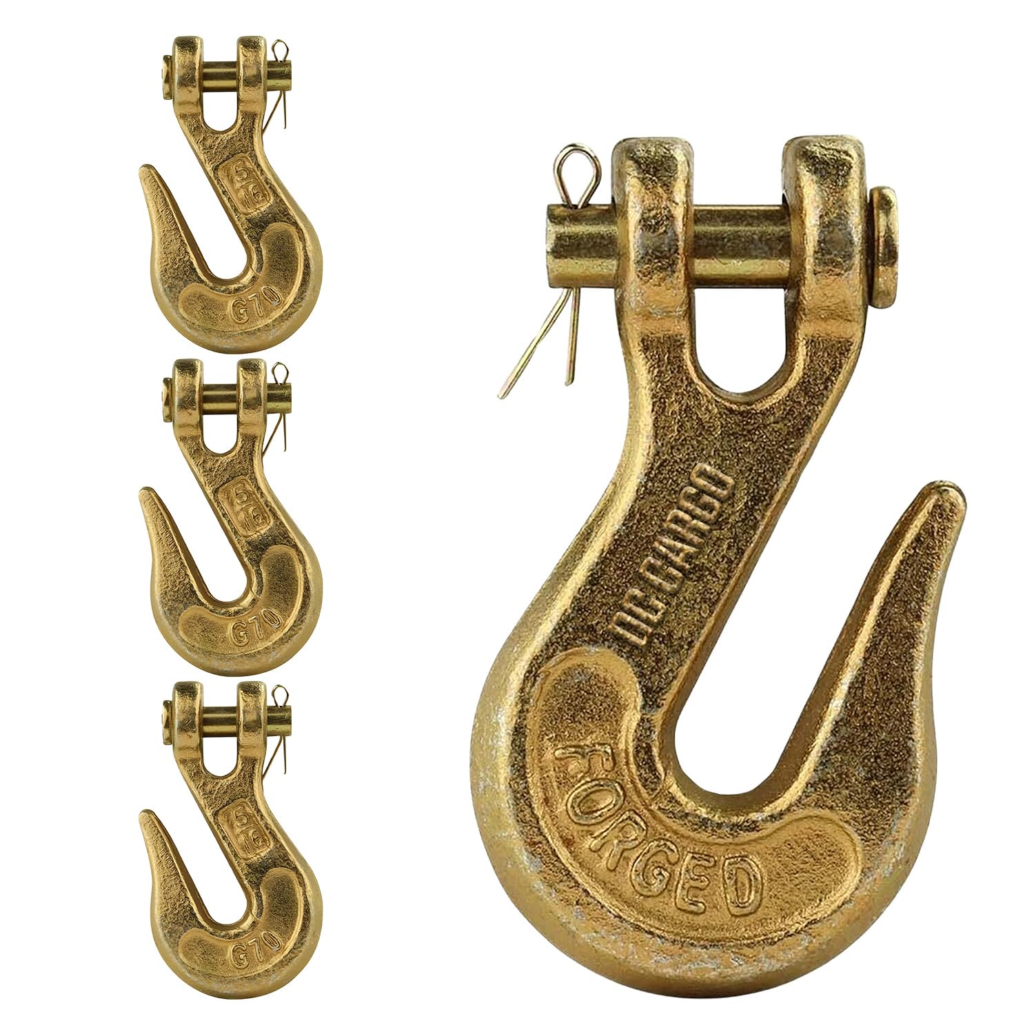 DC Cargo G70 5/16 Chain Hook (Pack of 4) – Heavy Duty Clevis Grab Hook for 5/16 Inch Grade 70 Chain - for Trailer Truck Transport - 4,700 lbs