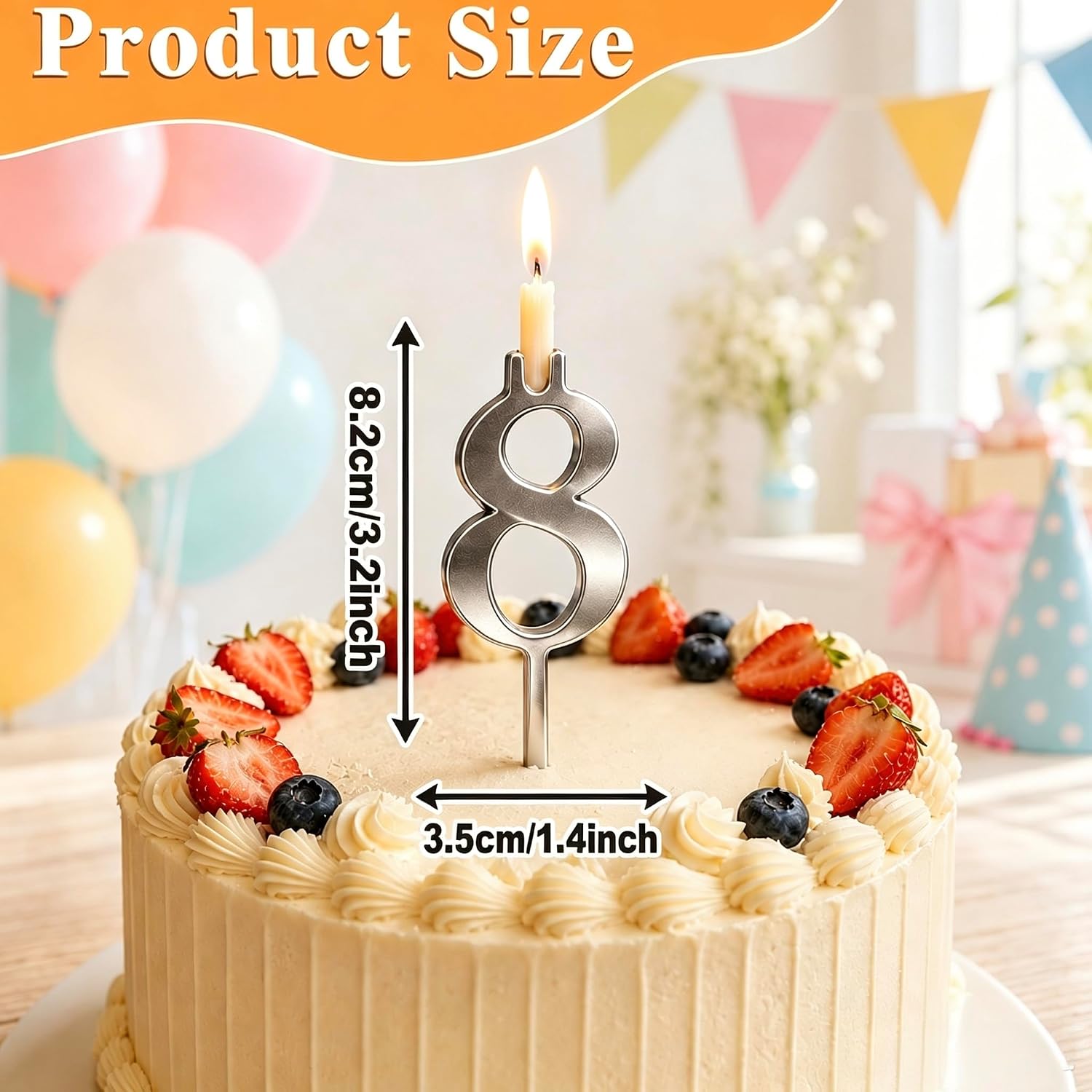 2 Sets Number Birthday Candle Holder Set, Silver Metal Number Candle Holder image 2