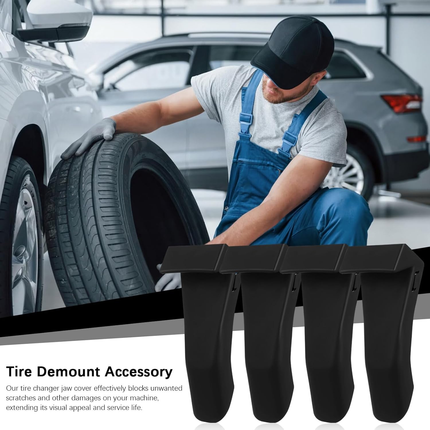 4Pcs Tire Changer Jaw Protectors, Tire Changer Jaw Covers, Car Clamp Protector Guard Tool for Prevent Wheel Damaging