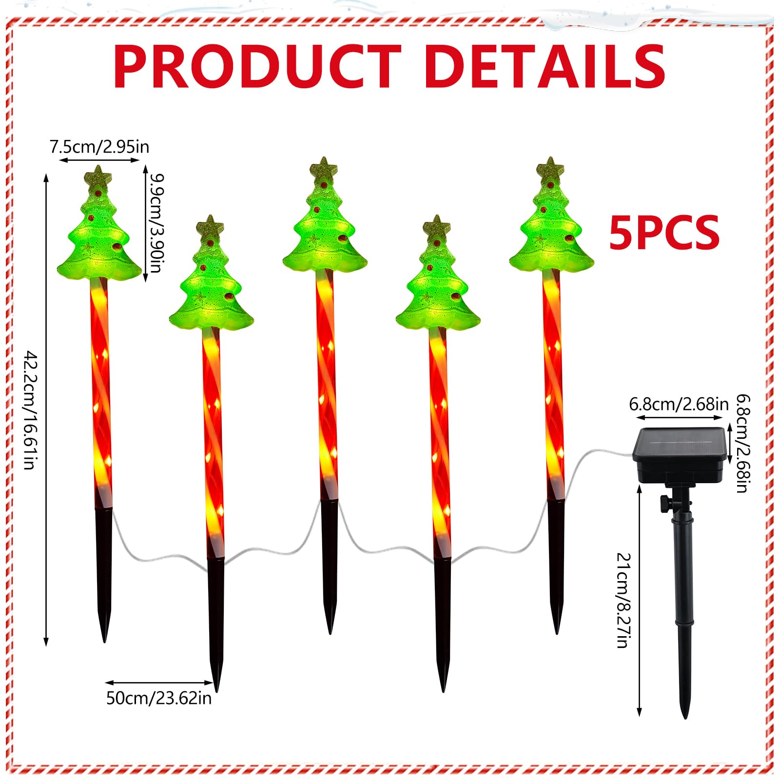 LUVDECO 5 Pcs Solar Christmas Pathway Lights Christmas Garden Lamp Decorations Waterproof Xmas Solar LED Powered Stake Lights for Outdoor Pathway Yard Patio Garden Lawn Decoration (Christmas Tree) - Image 2